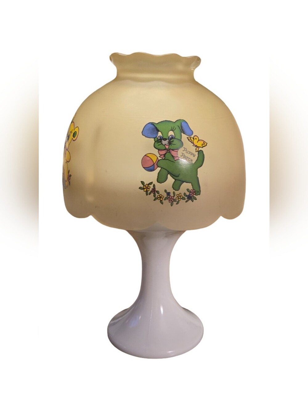 Vintage Westmoreland Glass Fairy Lamp, Teddy Bear, Collectible